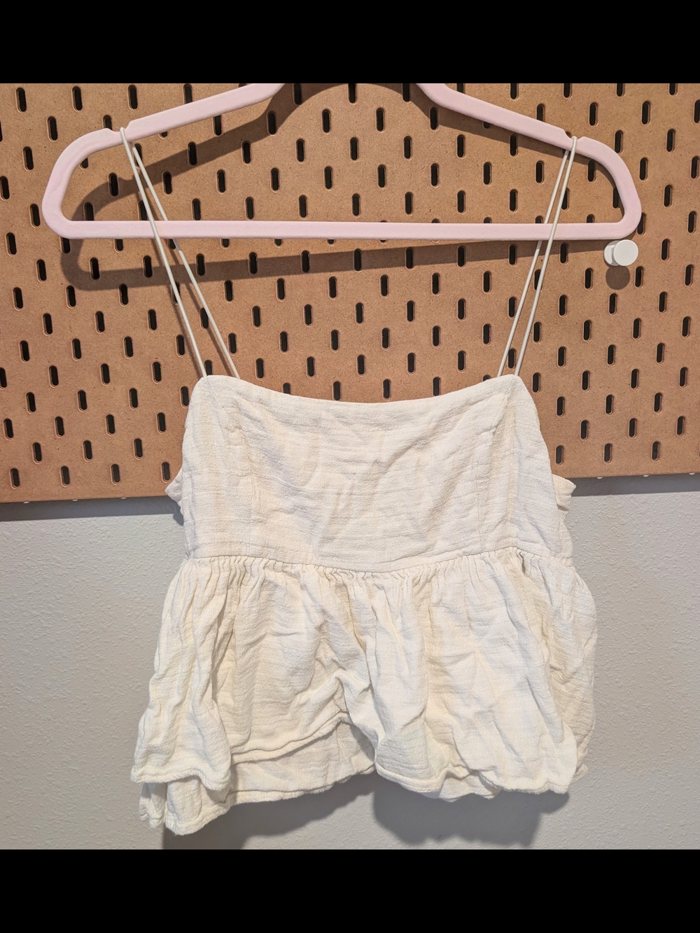Urban Outfitters Cream Ruffled Spaghetti Strap Crop Top